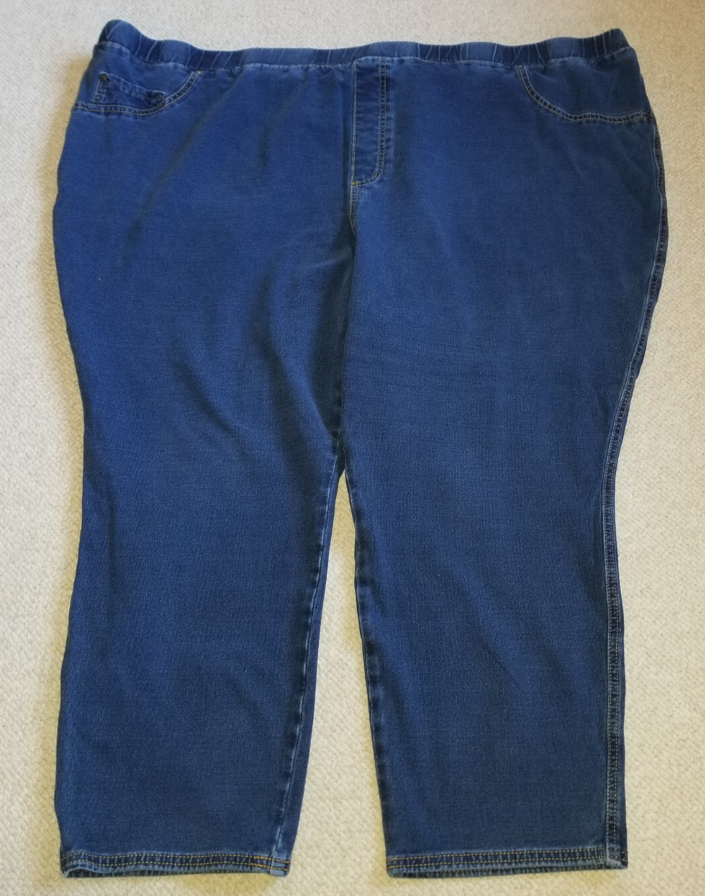 Womens Jeans-CATHERINES-COMFORT FIT-dark blue stretch denim skinny pull on-5XWP